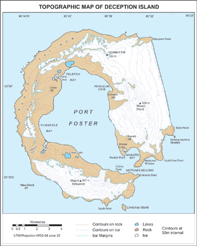 Mapa topográfico de la Isla Decepción